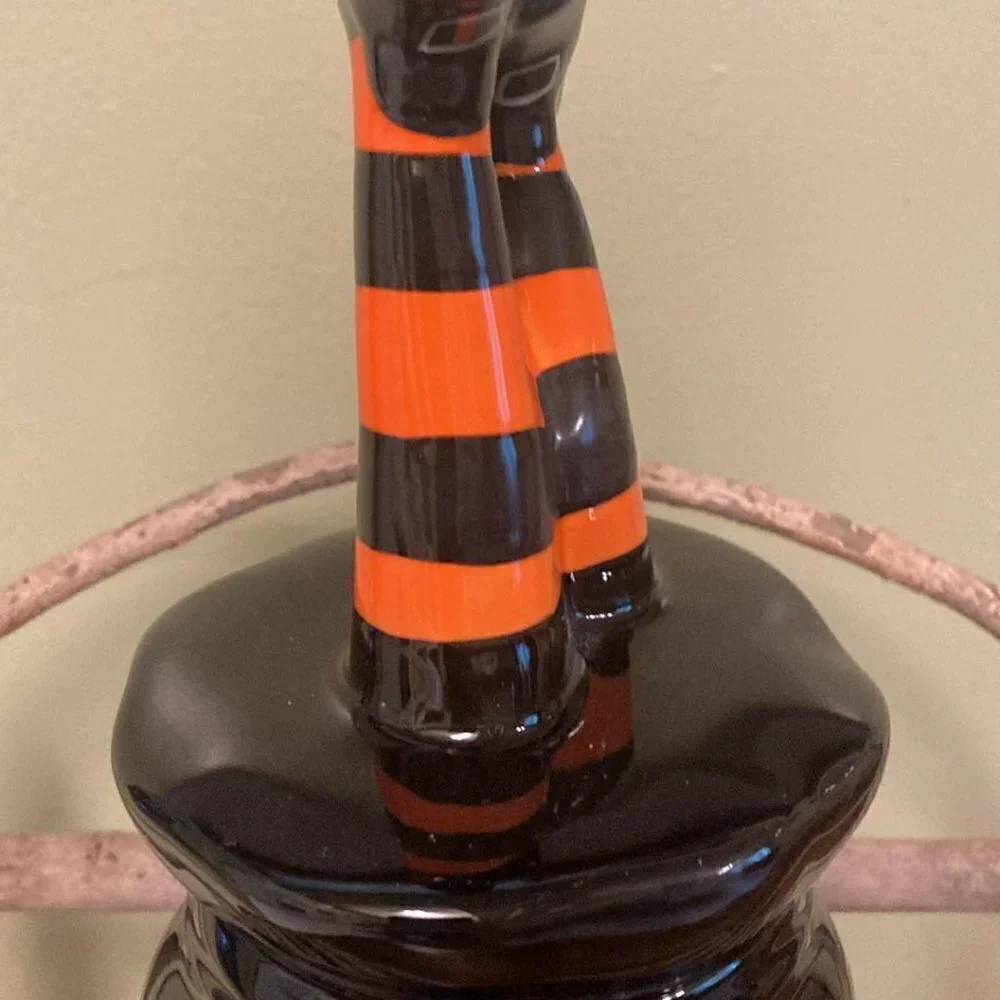New RAE DUNN WITCH AND FAMOUS Witch Legs Lid Canister with Witch Legs Lid